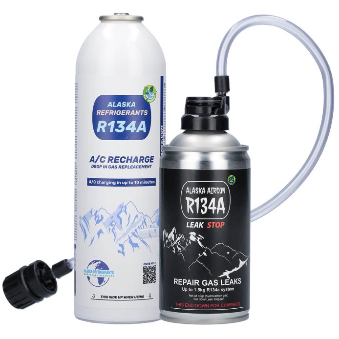 Alaska Refrigerants Bouteille de colmatant de fuites R134a NOIRE (uniquement pour systèmes A/C vides)