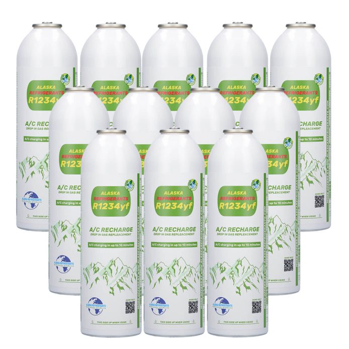 12 x Alaska Refrigerants Réfrigérant de remplacement R1234yf pour véhicules : pack de 12 pour ateliers