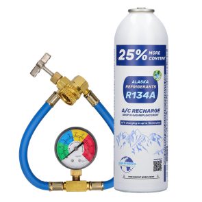Kit Maison – Alaska Refrigerants Réfrigérant de remplacement R134a pour véhicules + tuyau et manomètre