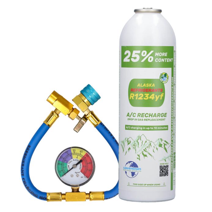 Kit Maison – Alaska Refrigerants Réfrigérant de remplacement R1234yf pour véhicules + tuyau et manomètre