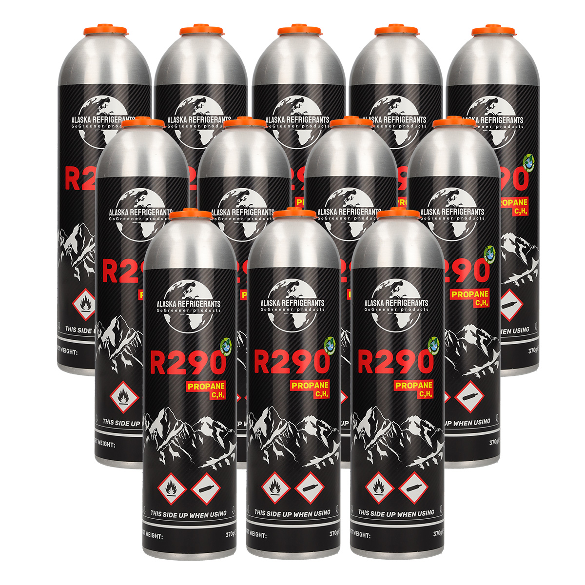 12 x Alaska Refrigerants R290 Propane – 370 g / 750 ml